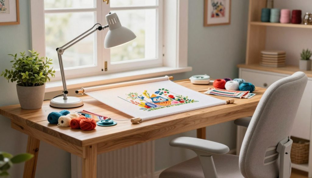 cross stitch workspace